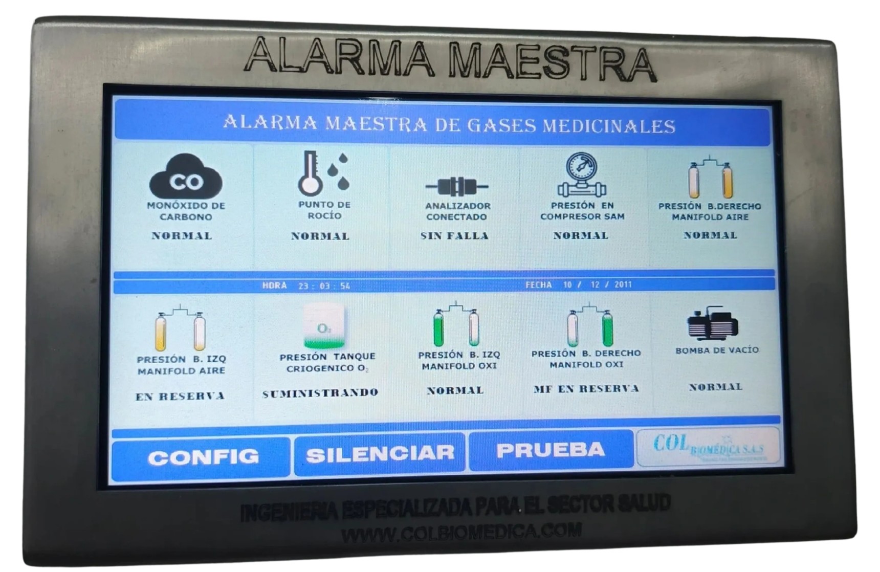 Alarma maestra de gases medicinales